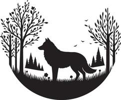 wolf silhouet bewerkbare vector illustratie geïsoleerd over- wit achtergrond