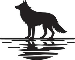 wolf silhouet bewerkbare vector illustratie geïsoleerd over- wit achtergrond