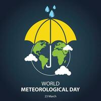 illustratie vector grafisch van planeet aarde vervelend een paraplu, perfect voor Internationale dag, wereld meteorologisch dag, vieren, groet kaart, enz.