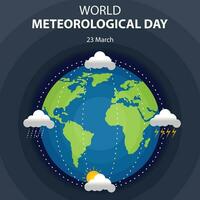 illustratie vector grafisch van planeet aarde is gedekt door verschillend het weer, perfect voor Internationale dag, wereld meteorologisch dag, vieren, groet kaart, enz.