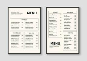modern restaurant menu sjabloon. voedsel en drinken menu lay-out ontwerp. vector illustratie