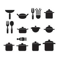 een zwart silhouet Koken symbool reeks vector