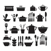 een zwart silhouet Koken symbool reeks vector