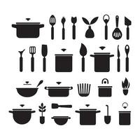 een zwart silhouet Koken symbool reeks vector