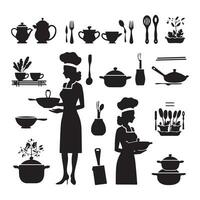 een zwart silhouet Koken symbool reeks vector