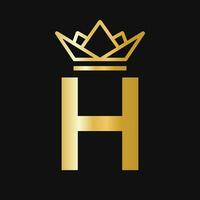 brief h kroon logo. kroon logo voor schoonheid, mode, ster, elegant, luxe teken vector