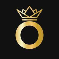 brief O kroon logo. kroon logo voor schoonheid, mode, ster, elegant, luxe teken vector