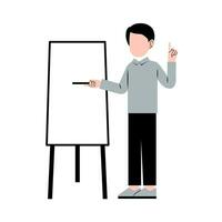 mannetje leraar onderwijs met whiteboard vector