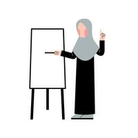 hijab leraar onderwijs met whiteboard vector