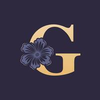 bloemen alfabet g logo met bloem. eerste brief g logo sjabloon vector