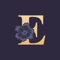 bloemen alfabet e logo met bloem. eerste brief e logo sjabloon vector