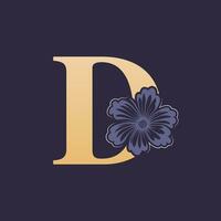 bloemen alfabet d logo met bloem. eerste brief d logo sjabloon vector