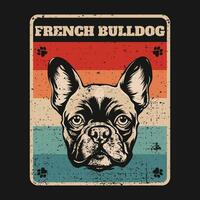 retro Frans bulldog t-shirt ontwerp vector