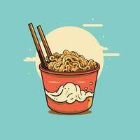 printchinees gebakken noodle smakelijk ogenblik fijnproever kom vector