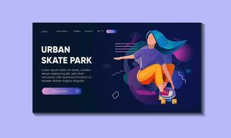 meisje skateboarden. vlak tekenfilm vector illustraties. evenement, werkzaamheid concept voor banier, website ontwerp of landen web bladzijde. tiener skateboarden hobby