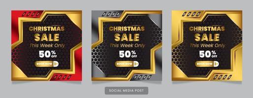 luxe social media posts collectie met kerst concept vector