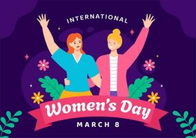 Internationale vrouwen dag vector illustratie Aan maart 8 naar vieren de prestaties en vrijheid van Dames in vlak tekenfilm achtergrond ontwerp