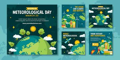 meteorologisch dag sociaal media post vlak tekenfilm hand- getrokken Sjablonen achtergrond illustratie vector