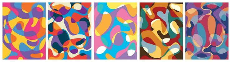 modern abstract kleurrijk kunst covers reeks illustratie. vloeistof vormen samenstelling vector