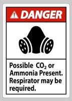 gevaar pbm teken mogelijk co2 of ammoniak aanwezig, ademhalingsmasker kan nodig zijn vector
