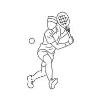 tennis speler sport- atleet houding monoline vector verzameling