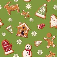 vector naadloos patroon met peperkoek koekje voor Kerstmis dag en nieuw jaar. vakantie winter symbool. feestelijk behandelt. Kerstmis koekjes. vector illustratie.