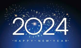nieuw jaar 2024 viering sjabloon met vuurwerk vector