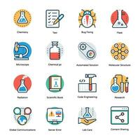 chemie en wetenschap laboratorium vlak vector pictogrammen reeks