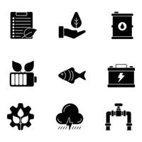 ecologie glyph pictogrammen sets vector