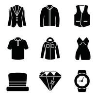 mode en kleding glyph pictogrammensets vector