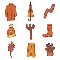 winter elementen hand- getrokken verzameling schattig stickers reeks vector