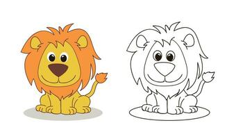 kleur bladzijde van schattig weinig leeuw voor peuter- kinderen werkzaamheid leerzaam werkblad. vector
