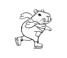 schattig capibara ijs het schaatsen. vector illustratie hand- getrokken. voor kleur boeken, ansichtkaarten, Sjablonen.