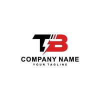 tb brief logo met bliksem icoon macht energie ontwerp brief combinatie. vector