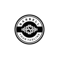 barbell sport logo. wijnoogst en insigne concept vector