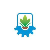groen fabriek bouwkunde logo ontwerp met water onder vector