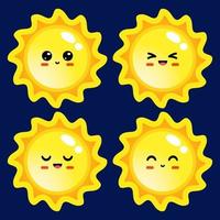 cartoon schattig zon emoticon avatar gezicht positieve emoties vector