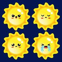 cartoon schattig zon emoticon avatar gezicht negatieve emoties set vector