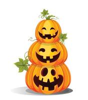 fijne Halloween. drie grappige jack o lantaarns vector