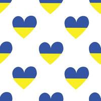 vector naadloos patroon met oekraïens symbolen geel en blauw hoort. oekraïens vlag harten patroon