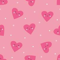 valentijnsdag dag naadloos patroon met glimlachen harten in tekenfilm stijl