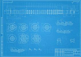 mechanisch bouwkunde tekeningen Aan blauw achtergrond. aanboren. technisch ontwerp. omslag. blauwdruk. vector illustratie