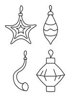 schetsen schets van Kerstmis boom decoraties vector