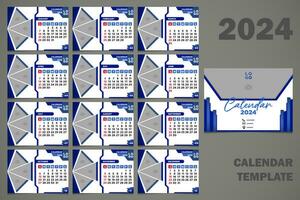 vector bureau kalender 2024 abstract blauw kleur sjabloon v2