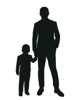 zwart silhouet van vader en weinig zoon, geïsoleerd vector