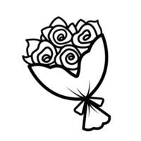roos bloem boeket vector illustratie icoon met zwart schets geïsoleerd Aan wit plein achtergrond. gemakkelijk vlak minimalistische kunst gestileerd tekening met valentijn, bruiloft, en liefde thema.