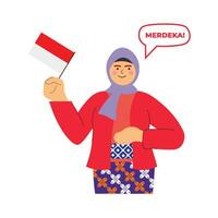 vector vlak illustratie mensen vieren Indonesisch onafhankelijkheid dag
