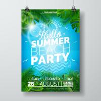 Vector zomer Beach Party Flyer ontwerpen met typografisch ontwerp