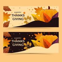 happy thanksgiving banner met pompoen en bladeren vector