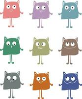 katten reeks met verschillend emoties vector